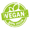 A green stamp with the word vegan written in it.